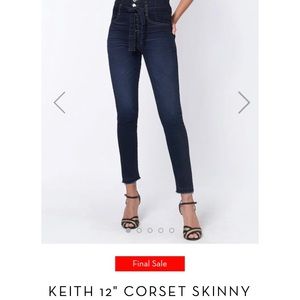 Veronica beard Keith corset frayed crop jean